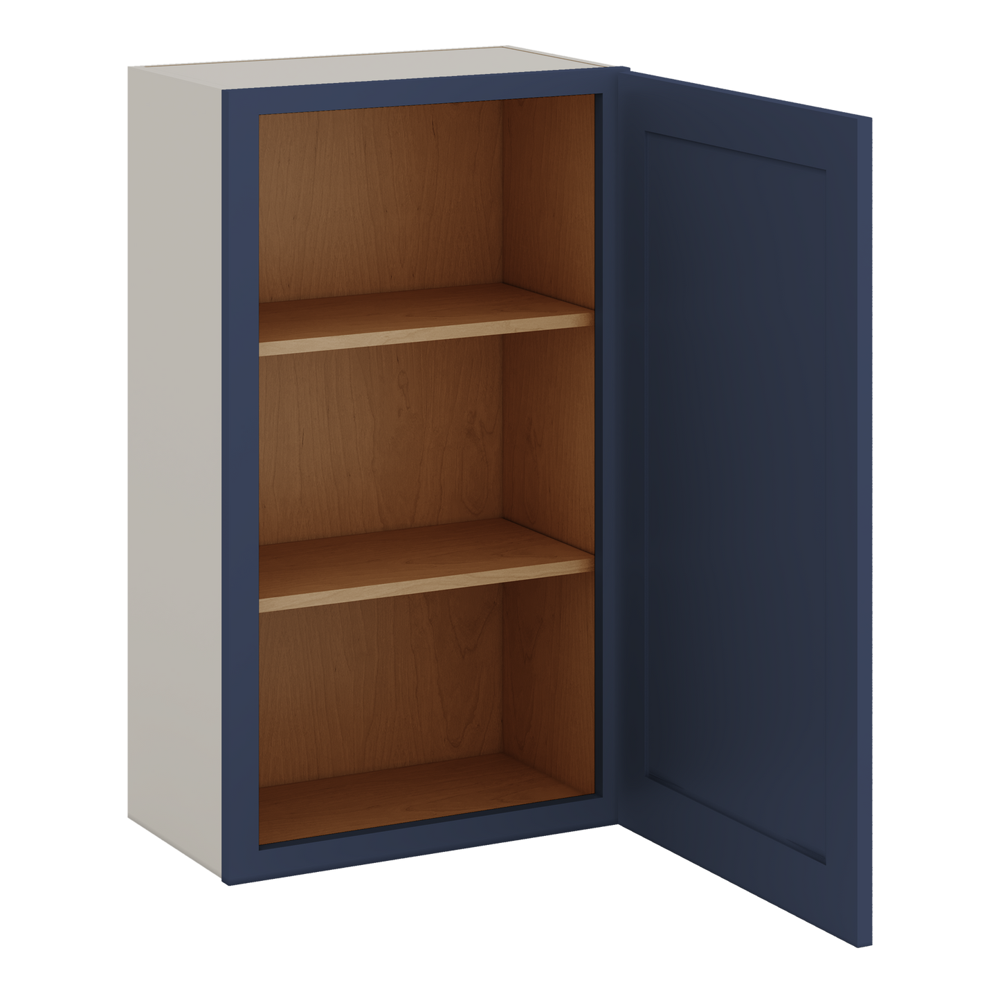 36" Tall NB29 Naval Blue Shaker 1-1/4" Overlay Wall Cabinet - Single Door 9", 12", 15", 18", 21"
