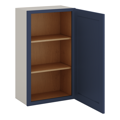 36" Tall NB29 Naval Blue Shaker 1-1/4" Overlay Wall Cabinet - Single Door 9", 12", 15", 18", 21"
