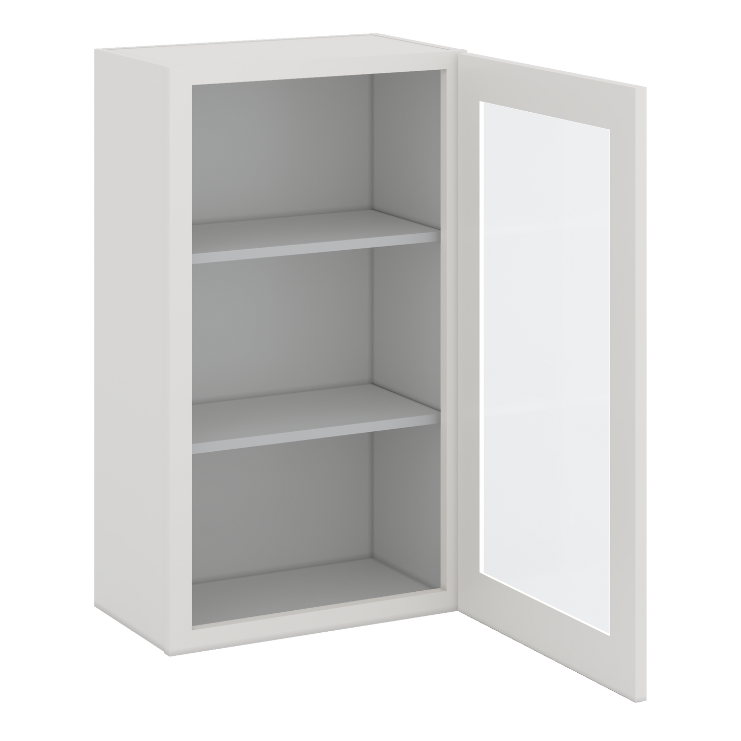 36" Tall 2WS White Shaker 1-1/4" Overlay Glass Ready Wall Cabinet - Single Door 9", 12", 15", 18", 21"