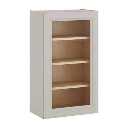 36" Tall 27LGDS Laguna Gray Double Shaker Glass Ready Wall Cabinet - Single Door 9", 12", 15", 18", 21"