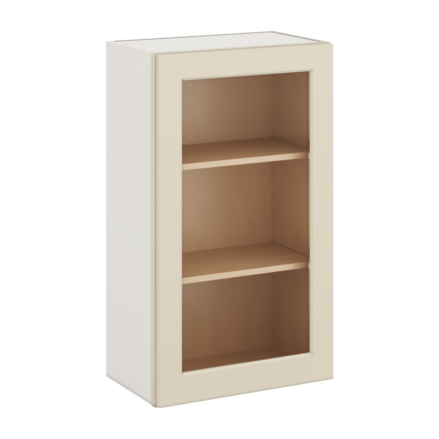 36" Tall Manhattan Cream Shaker 1-1/4" Overlay Glass Ready Wall Cabinet - Single Door 9", 12", 15", 18", 21"