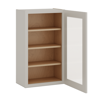 36" Tall 27LGDS Laguna Gray Double Shaker Glass Ready Wall Cabinet - Single Door 9", 12", 15", 18", 21"