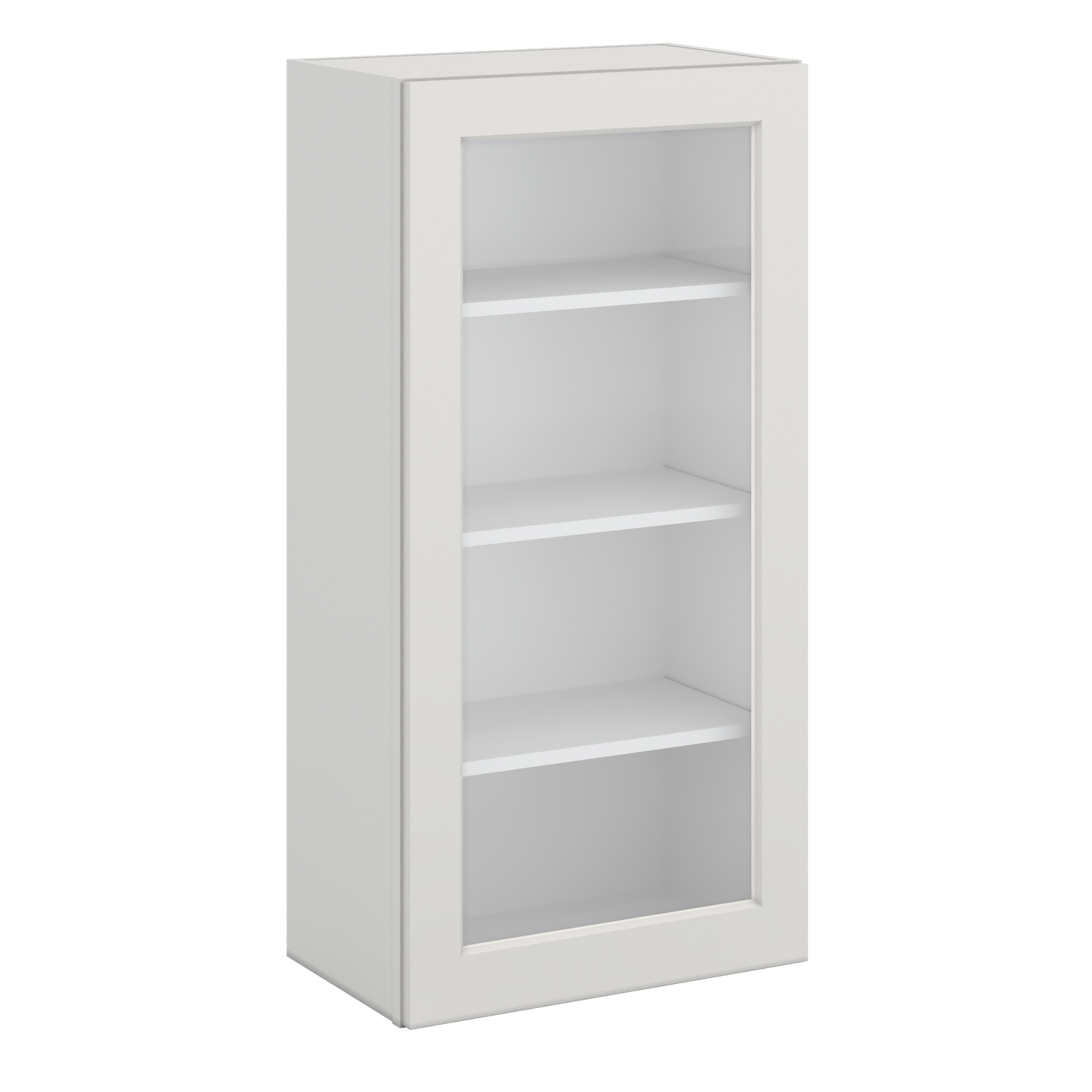 42" Tall 2WS White Shaker 1-1/4" Overlay Glass Ready Wall Cabinet - Single Door 9", 12", 15", 18", 21"