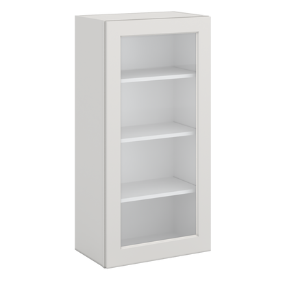 42" Tall 2WS White Shaker 1-1/4" Overlay Glass Ready Wall Cabinet - Single Door 9", 12", 15", 18", 21"