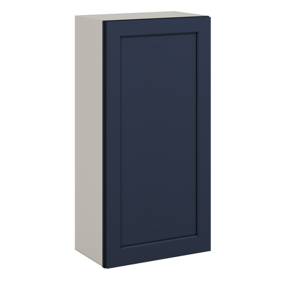 42" Tall NB29 Naval Blue Shaker 1-1/4" Overlay Wall Cabinet - Single Door 9", 12", 15", 18", 21"