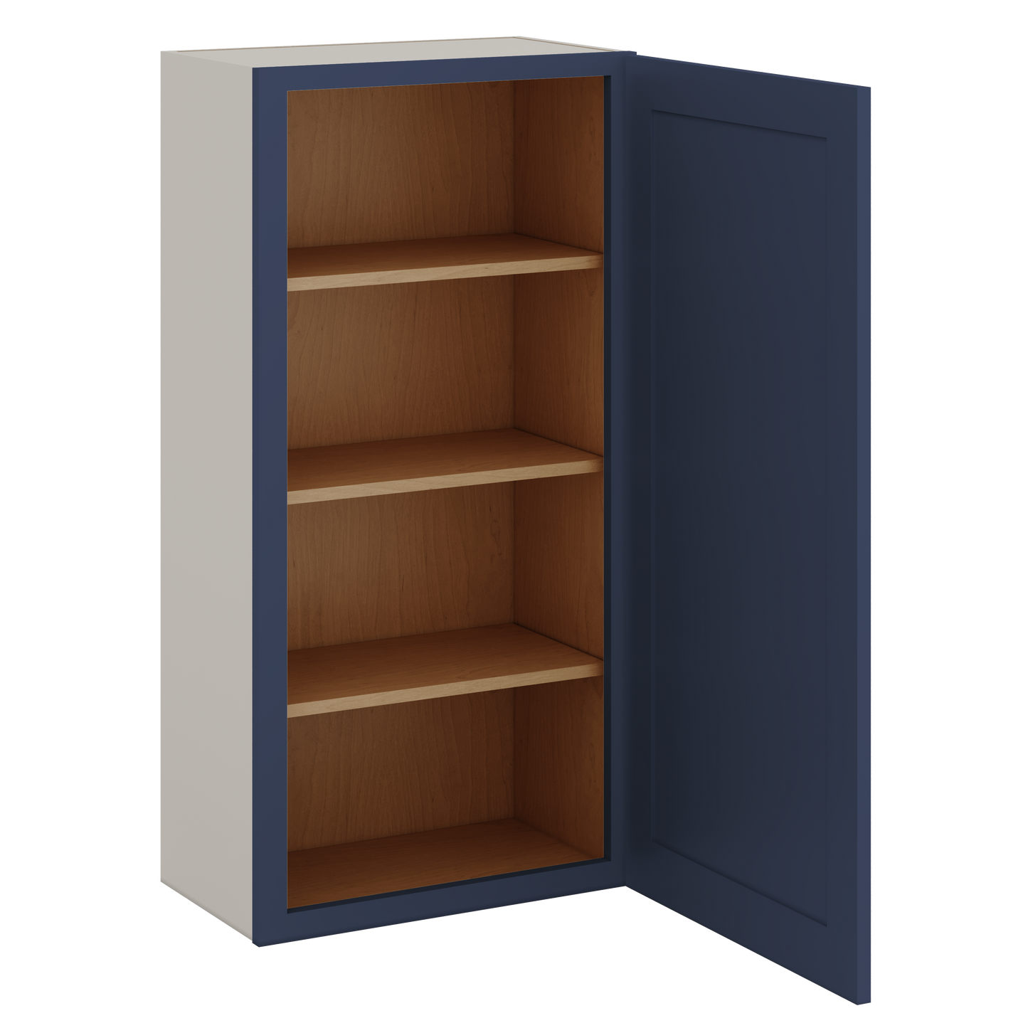42" Tall NB29 Naval Blue Shaker 1-1/4" Overlay Wall Cabinet - Single Door 9", 12", 15", 18", 21"