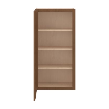 42" Tall Single Door 9", 12", 15", 18" & 21" Elegant Craftsman Mocha Shaker 1-1/4" Overlay Wall Cabinet