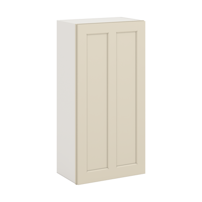 42" Tall Manhattan Cream Shaker 1-1/4" Overlay Wall Cabinet - Single Door 9", 12", 15", 18", 21"