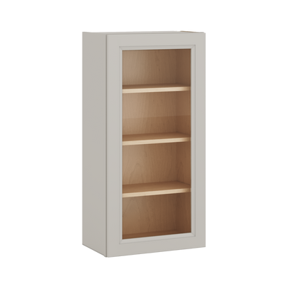 42" Tall 27LGDS Laguna Gray Double Shaker Glass Ready Wall Cabinet - Single Door 9", 12", 15", 18", 21"
