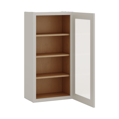 42" Tall 27LGDS Laguna Gray Double Shaker Glass Ready Wall Cabinet - Single Door 9", 12", 15", 18", 21"