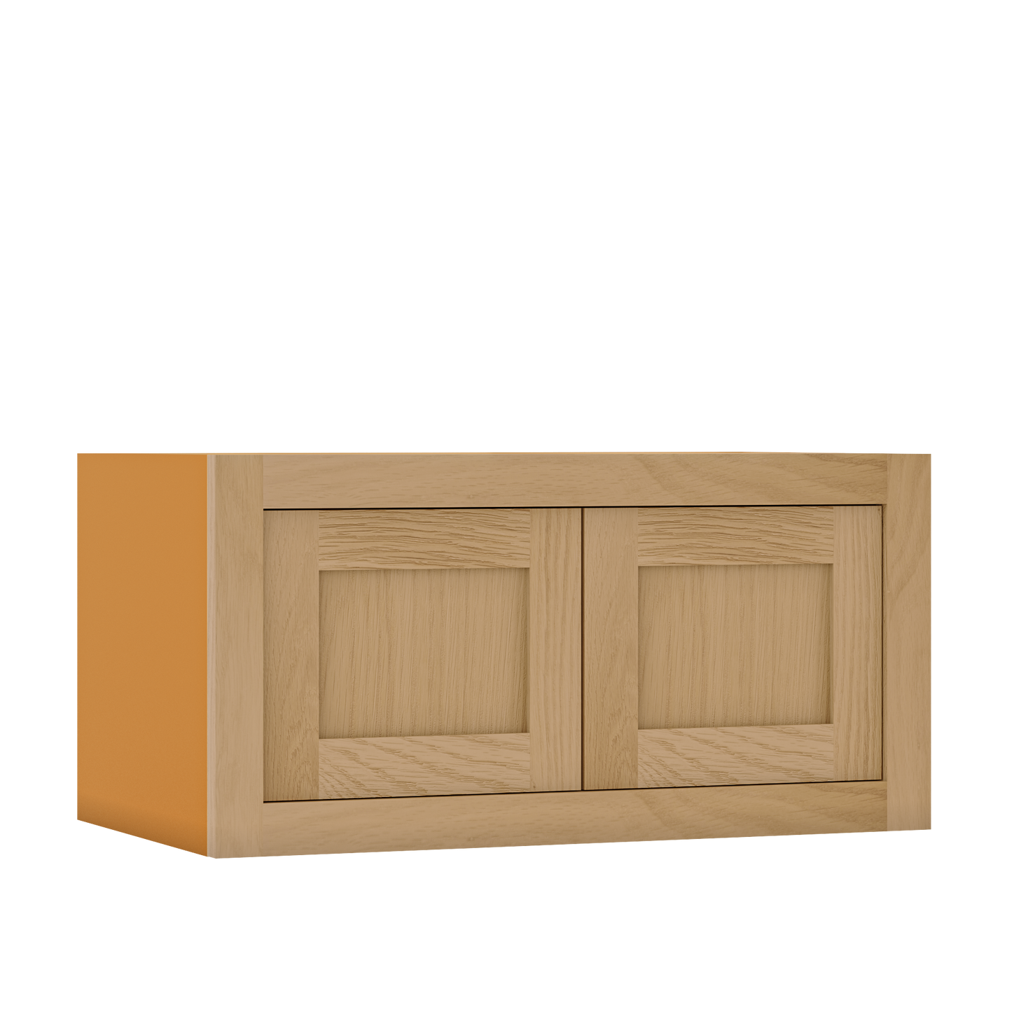 12" Tall Inset Oak Shaker Wall Cabinet - Double Door 24" to 36" Wide - Special Order
