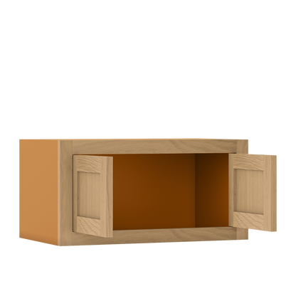 12" Tall Inset Oak Shaker Wall Cabinet - Double Door 24" to 36" Wide - Special Order
