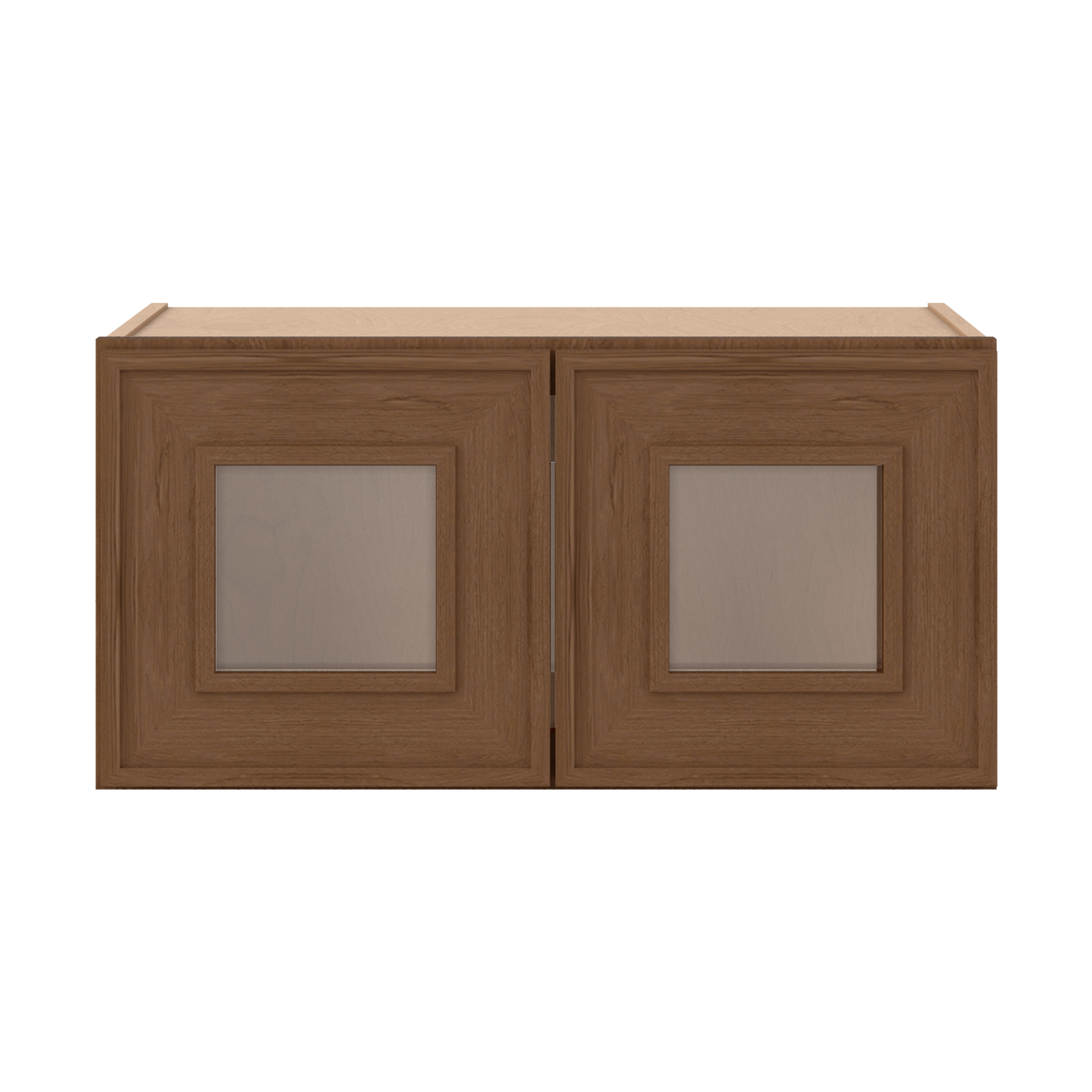 12" Tall 12" Deep - 12", 15", 18", 21", 24", 27", 30", 33" & 36" Wide Glass Door Stacker | Wall Mocha Elegant Oak Craftsman Shaker 1-1/4" Overlay Wall Cabinet
