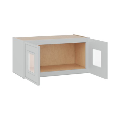 12" Tall 12" Deep Glass Door Stacker | Wall White Elegant Oak Craftsman Shaker 1-1/4" Overlay Wall Cabinet -  12", 15", 18", 21", 24", 27", 30", 33" & 36" Wide