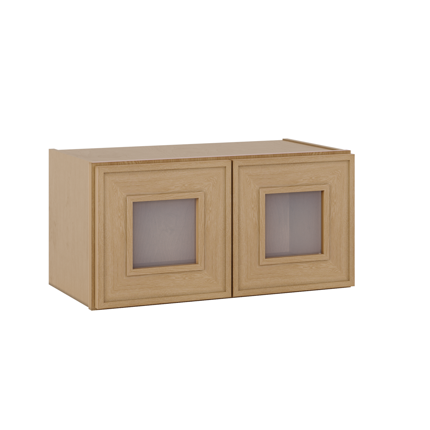 12" Tall 12" Deep Glass Door Stacker | Wall Elegant Oak Craftsman Shaker 1-1/4" Overlay Wall Cabinet -  12", 15", 18", 21", 24", 27", 30", 33" & 36" Wide