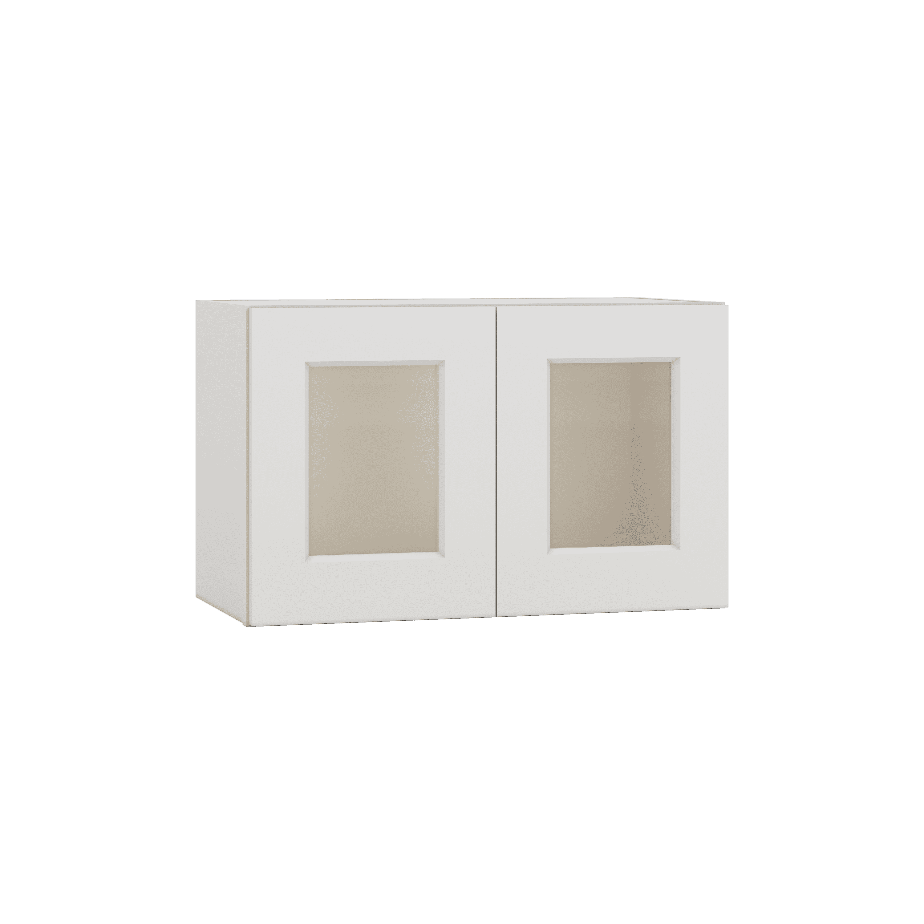 15" Tall 2WS White Shaker Stackable Glass Ready Wall Cabinet - Double Door 24", 27", 30", 33" & 36" Wide