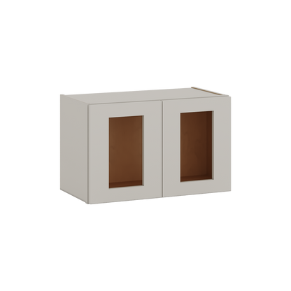 15" Tall 27LGDS Laguna Gray Double Shaker Stackable Glass Ready Wall Cabinet - Double Door 24", 27", 30", 33" & 36" Wide