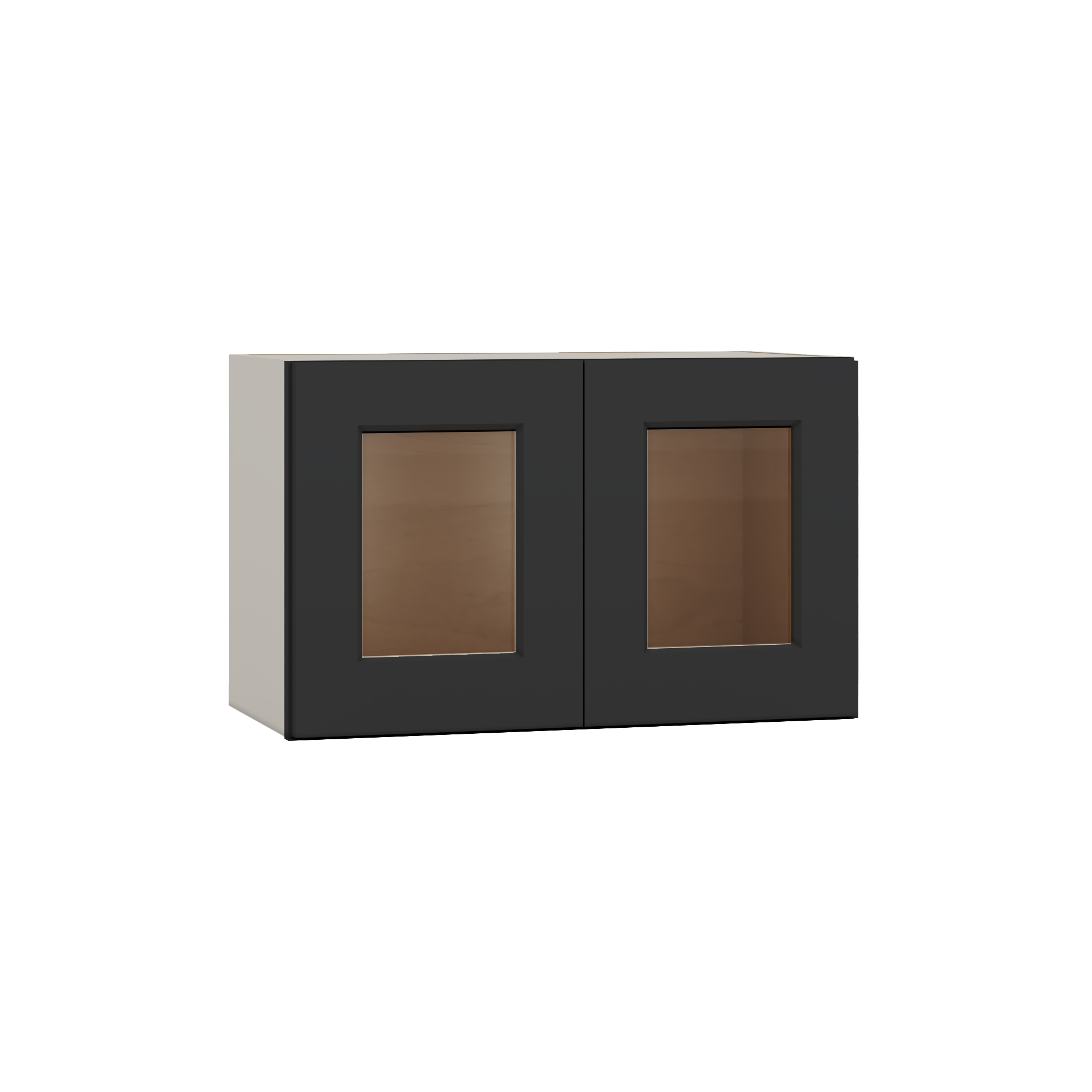 15" Tall 15HNS Hermosa Noir Black Shaker Stackable Glass Ready Wall Cabinet - Double Door 24", 27", 30", 33" & 36" Wide