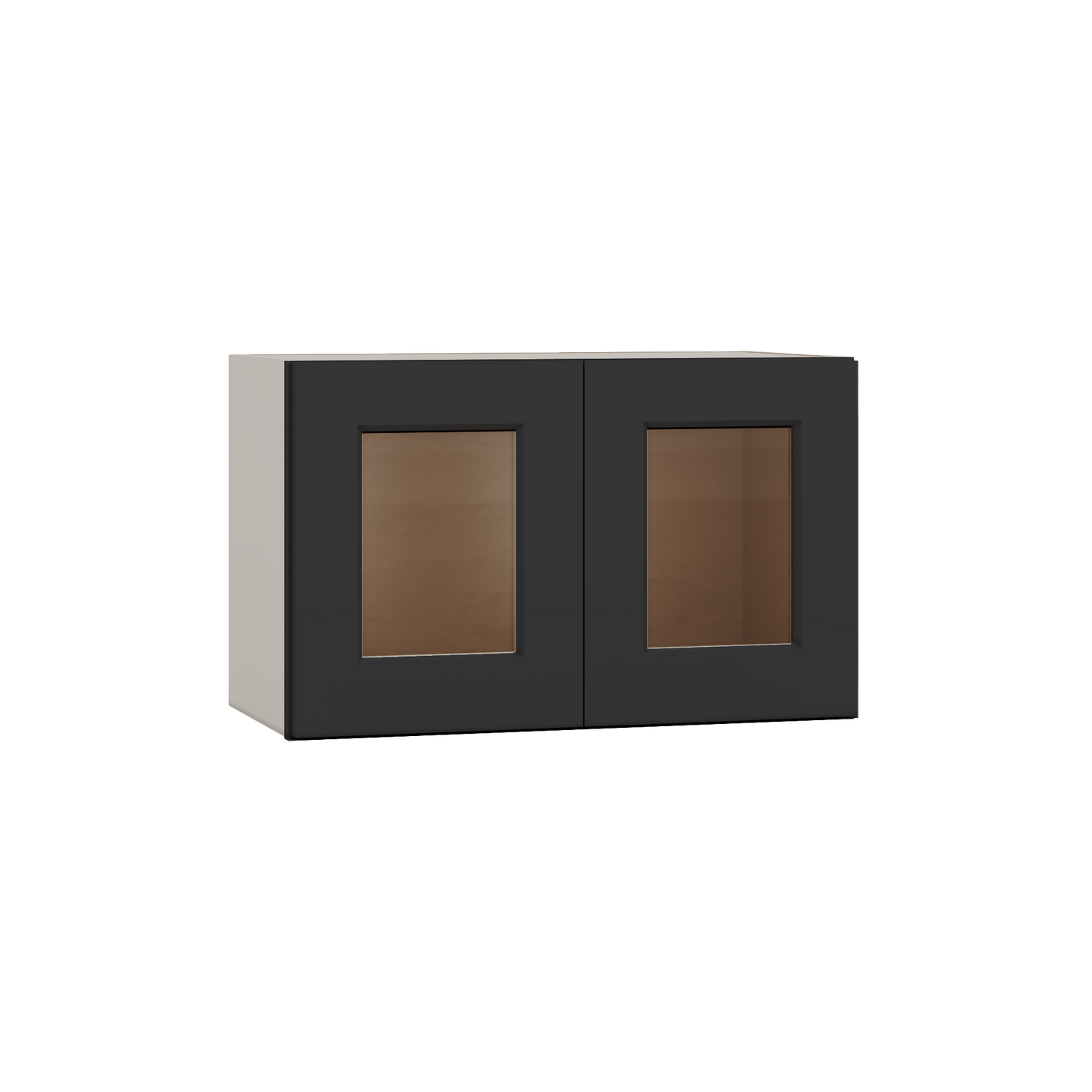 15" Tall 15HNS Hermosa Noir Black Shaker Stackable Glass Ready Wall Cabinet - Double Door 24", 27", 30", 33" & 36" Wide