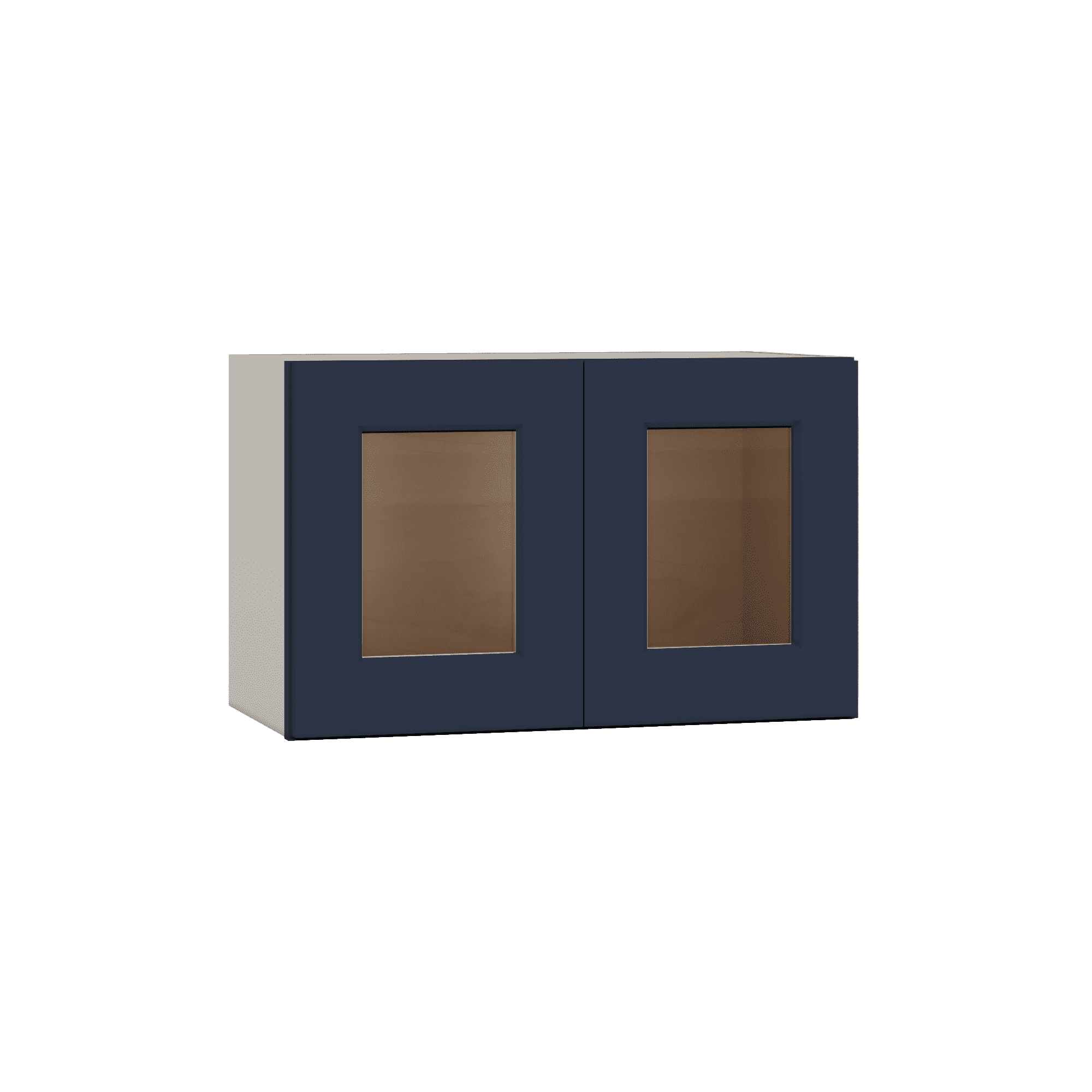 15" Tall 29NB Naval Blue Shaker Stackable Glass Ready Wall Cabinet - Double Door 24", 27", 30", 33" & 36" Wide