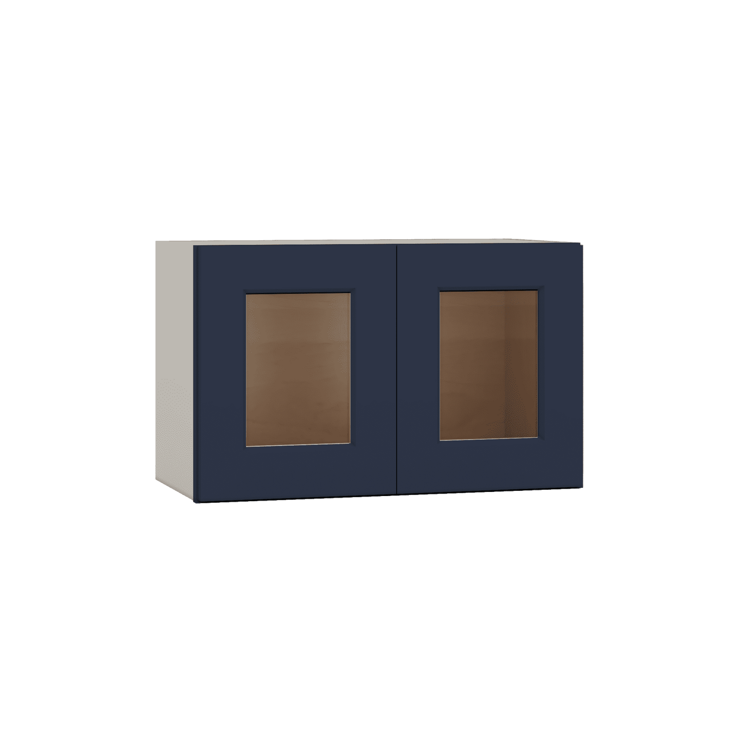 15" Tall NB29- Naval Blue Shaker Stackable Glass Ready Wall Cabinet - Double Door 24", 27", 30", 33" & 36" Wide