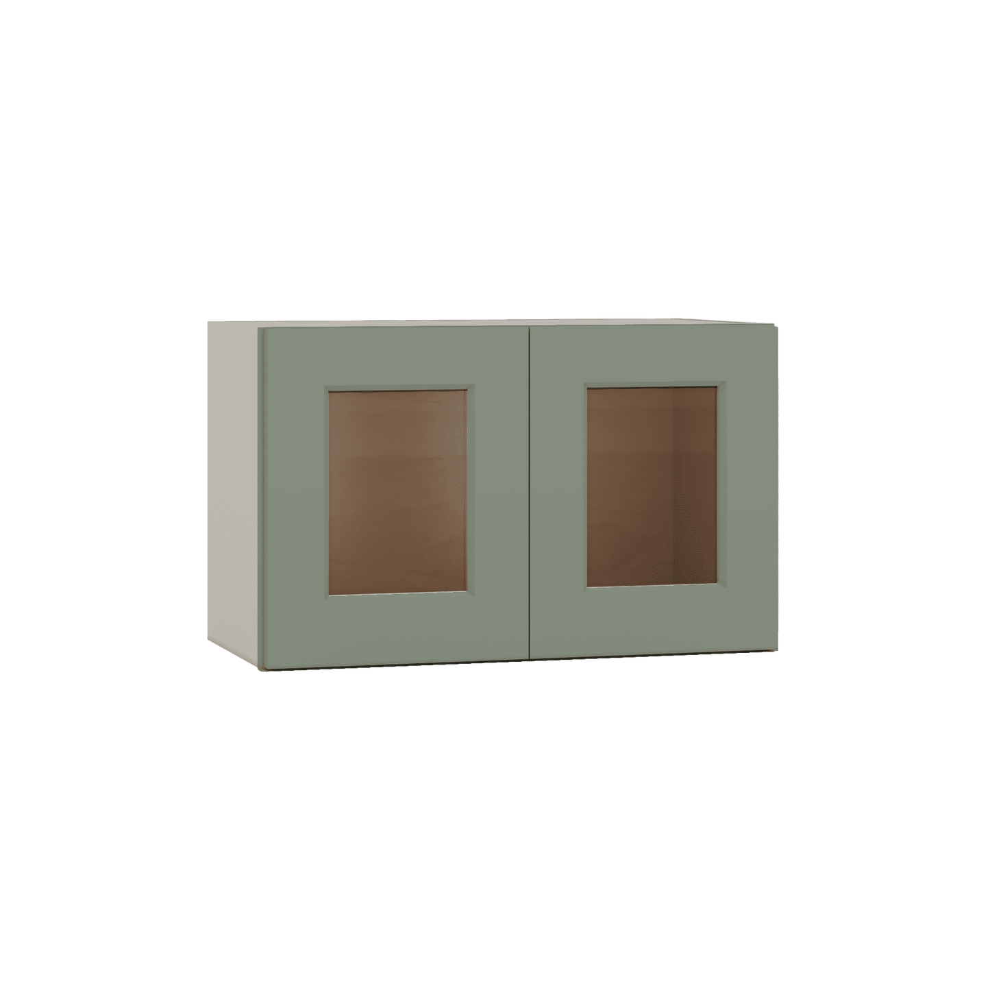 15" Tall Green Shaker Stackable Glass Ready Wall Cabinet - Double Door 24", 27", 30", 33" & 36" Wide