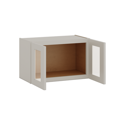 15" Tall 27LGDS Laguna Gray Double Shaker Stackable Glass Ready Wall Cabinet - Double Door 24", 27", 30", 33" & 36" Wide
