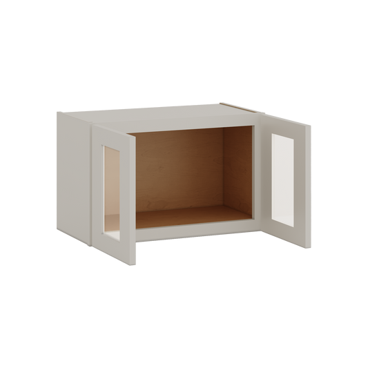 15" Tall 27LGDS Laguna Gray Double Shaker Stackable Glass Ready Wall Cabinet - Double Door 24", 27", 30", 33" & 36" Wide
