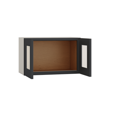 15" Tall 15HNS Hermosa Noir Black Shaker Stackable Glass Ready Wall Cabinet - Double Door 24", 27", 30", 33" & 36" Wide