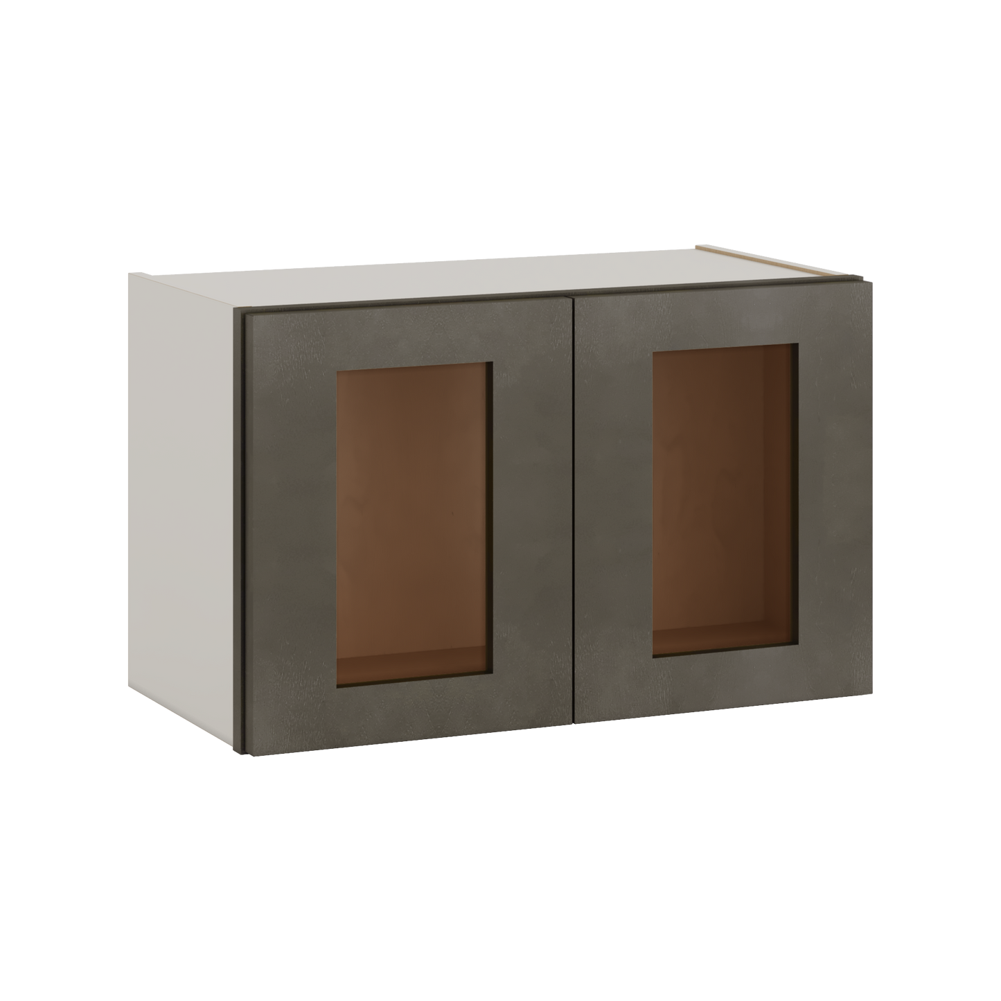 15" Tall Huntington Cinder Double Shaker Stackable Glass Ready Wall Cabinet - Double Door 24", 27", 30", 33" & 36" Wide