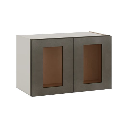 15" Tall Huntington Cinder Double Shaker Stackable Glass Ready Wall Cabinet - Double Door 24", 27", 30", 33" & 36" Wide