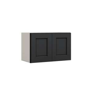 15" Tall 15HNS Hermosa Noir Black Shaker Stackable Cabinet - Double Door 24", 27", 30", 33" & 36" Wide