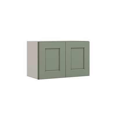 15" Tall Green Shaker Stackable Cabinet - Double Door 24", 27", 30", 33" & 36" Wide