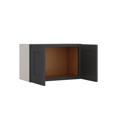 15" Tall 15HNS Hermosa Noir Black Shaker Stackable Cabinet - Double Door 24", 27", 30", 33" & 36" Wide