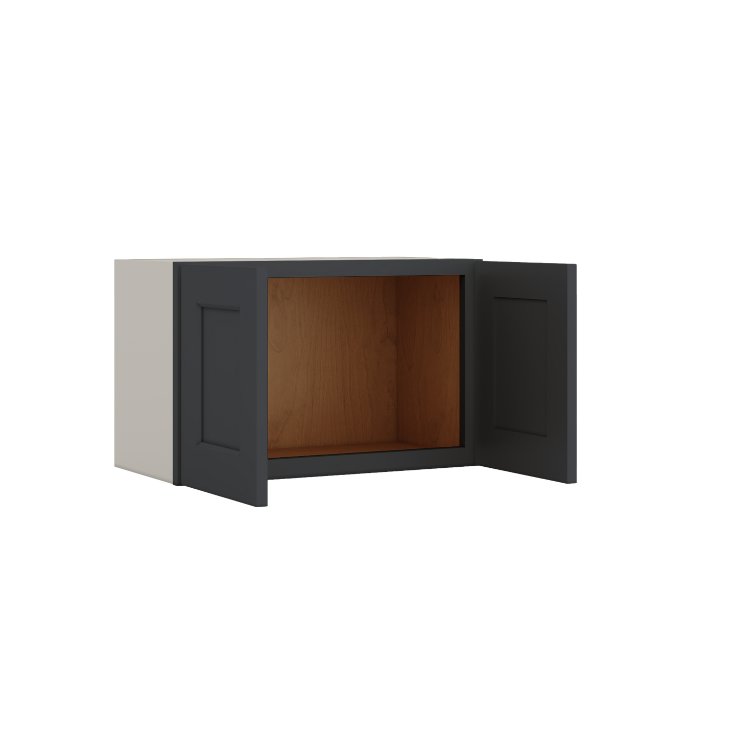 15" Tall 15HNS Hermosa Noir Black Shaker Stackable Cabinet - Double Door 24", 27", 30", 33" & 36" Wide