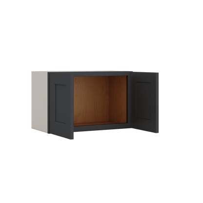15" Tall 15HNS Hermosa Noir Black Shaker Stackable Cabinet - Double Door 24", 27", 30", 33" & 36" Wide