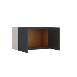 15" Tall 15HNS Hermosa Noir Black Shaker Stackable Cabinet - Double Door 24", 27", 30", 33" & 36" Wide