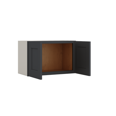 15" Tall 15HNS Hermosa Noir Black Shaker Stackable Cabinet - Double Door 24", 27", 30", 33" & 36" Wide