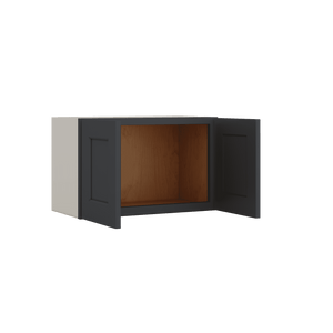 15" Tall 15HNS Hermosa Noir Black Shaker Stackable Cabinet - Double Door 24", 27", 30", 33" & 36" Wide