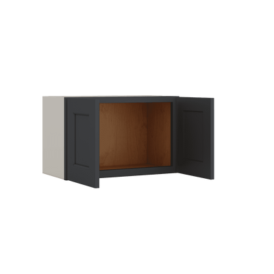 15" Tall 15HNS Hermosa Noir Black Shaker Stackable Cabinet - Double Door 24", 27", 30", 33" & 36" Wide