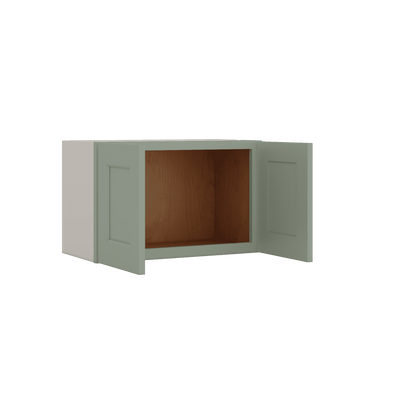 15" Tall Green Shaker Stackable Cabinet - Double Door 24", 27", 30", 33" & 36" Wide