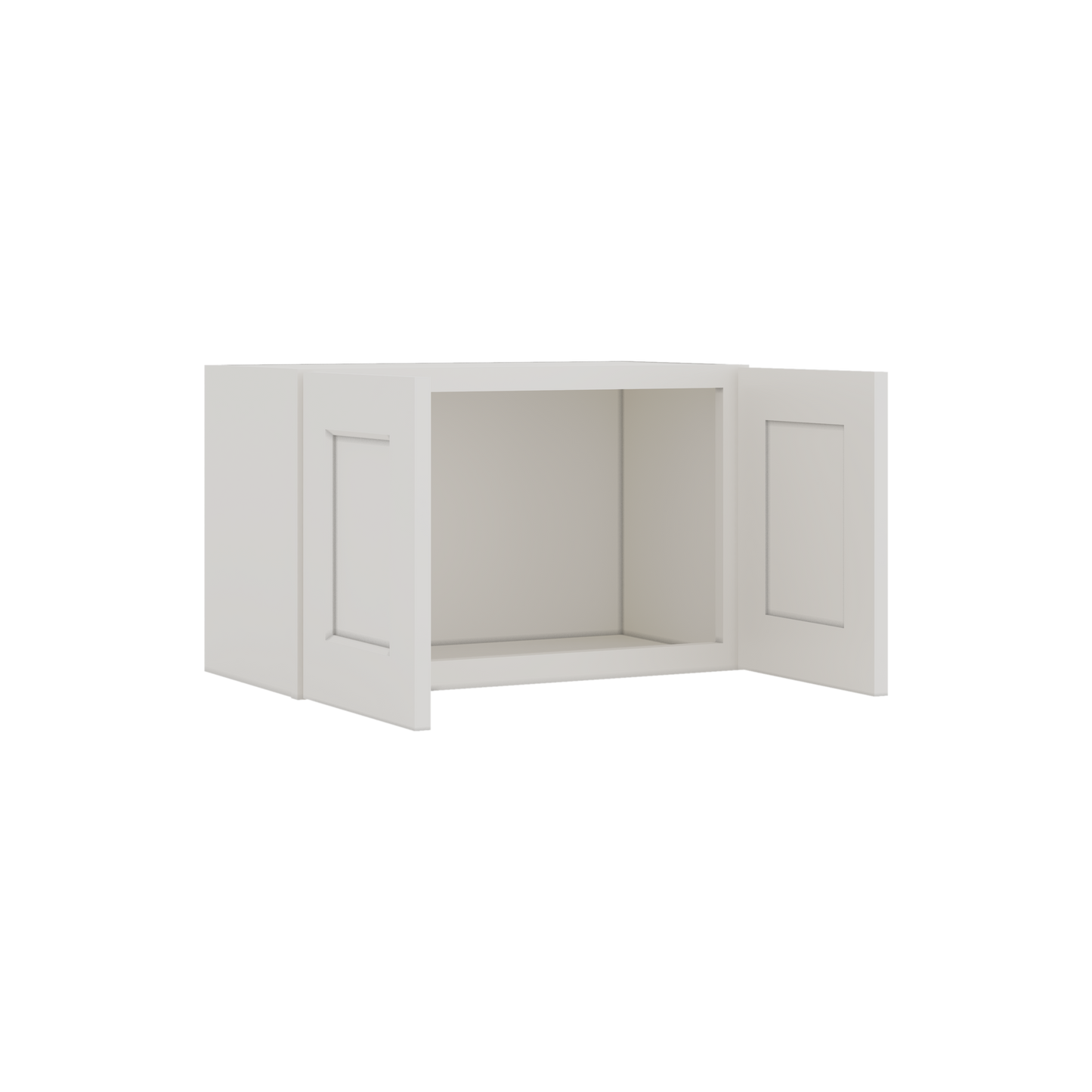 15" Tall 2WS White Shaker Stackable Cabinet - Double Door 24", 27", 30", 33" & 36" Wide