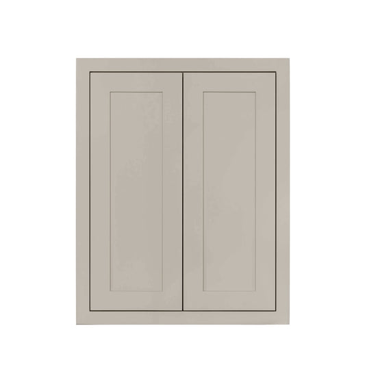 30" Tall Tuscan Gray Inset Shaker Wall Cabinet - Double Door 24", 27", 30", 33" & 36"