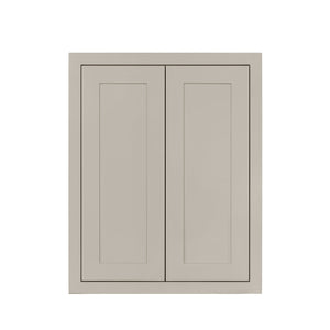 30" Tall Tuscan Gray Inset Shaker Wall Cabinet - Double Door 24", 27", 30", 33" & 36"