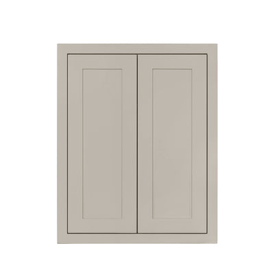 30" Tall Tuscan Gray Inset Shaker Wall Cabinet - Double Door 24", 27", 30", 33" & 36"