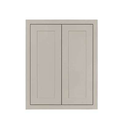 30" Tall Tuscan Gray Inset Shaker Wall Cabinet - Double Door 24", 27", 30", 33" & 36"