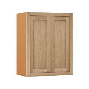 30" Tall White Oak Inset Shaker Wall Cabinet - Double Door 24", 27", 30", 33", 36", 39" & 42"