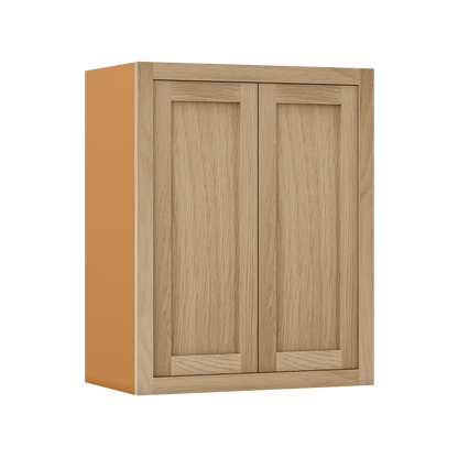39" Tall White Oak Inset Shaker Wall Cabinet - Double Door 24", 27", 30", 33" & 36"Wide