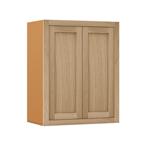 39" Tall White Oak Inset Shaker Wall Cabinet - Double Door 24", 27", 30", 33" & 36" Wide