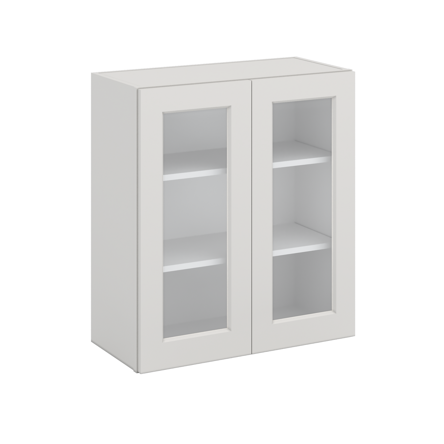 30" Tall 2WS White Shaker 1-1/4" Overlay Glass Ready Wall Cabinet - Double Door 24", 27", 30", 33" & 36" Wide